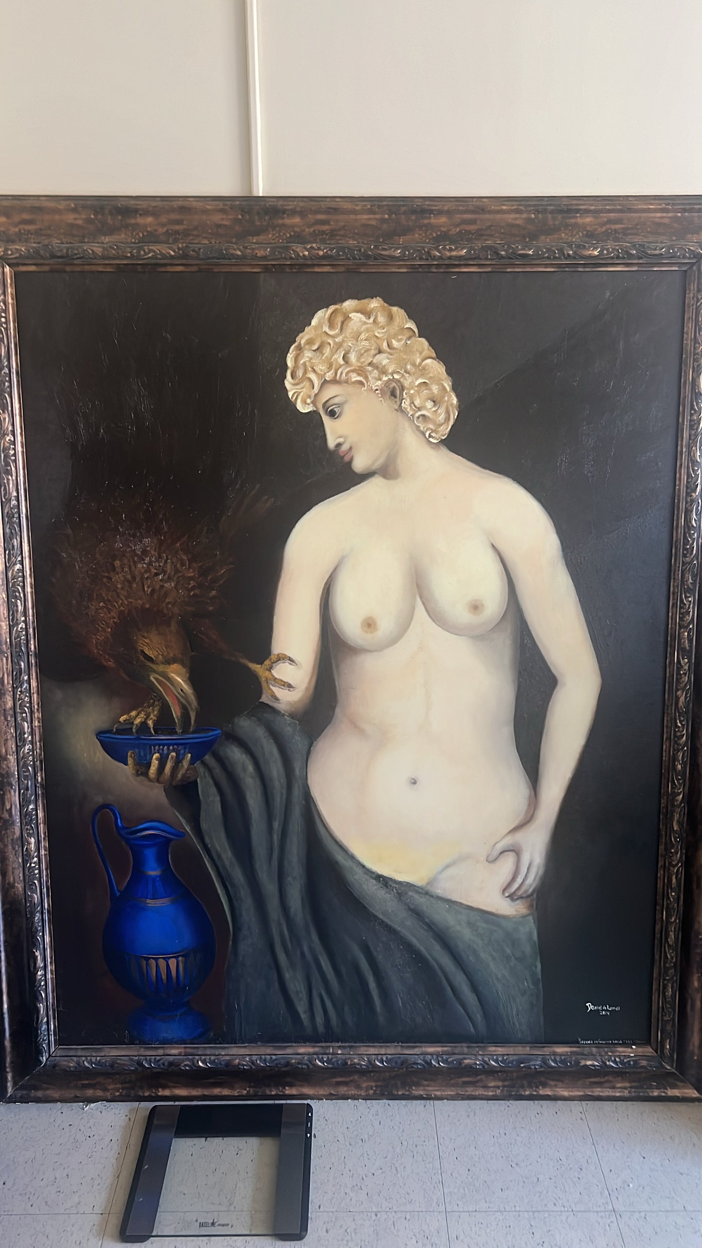 Original Oil, David J S De Landi, 2011. Oil on canvas 5 x 7 feet 6 1'2 in Gilded frame