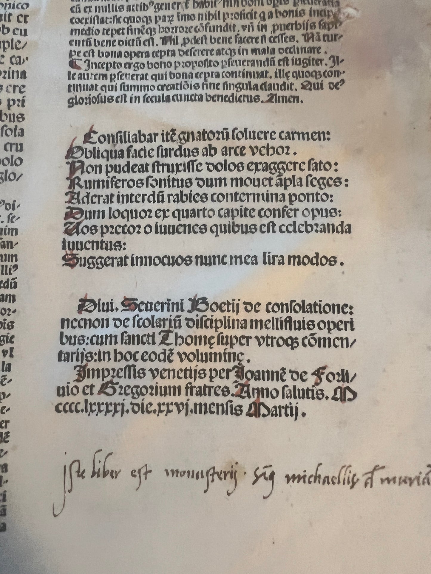 Incunabula 1491 Boethius; De Consolation of Philosophy / Disciplina Scolarum