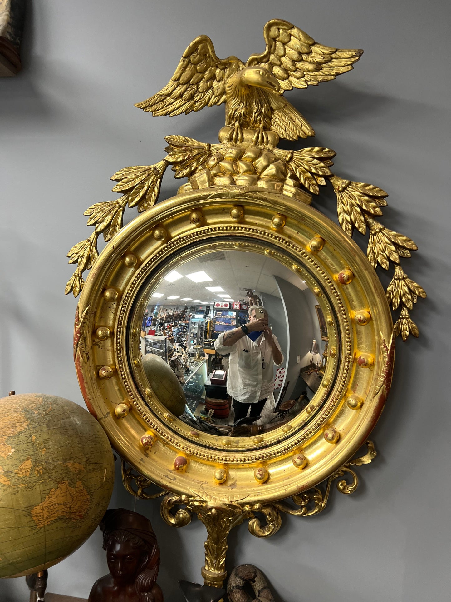 Federal Gilded bowed mirror 19th
