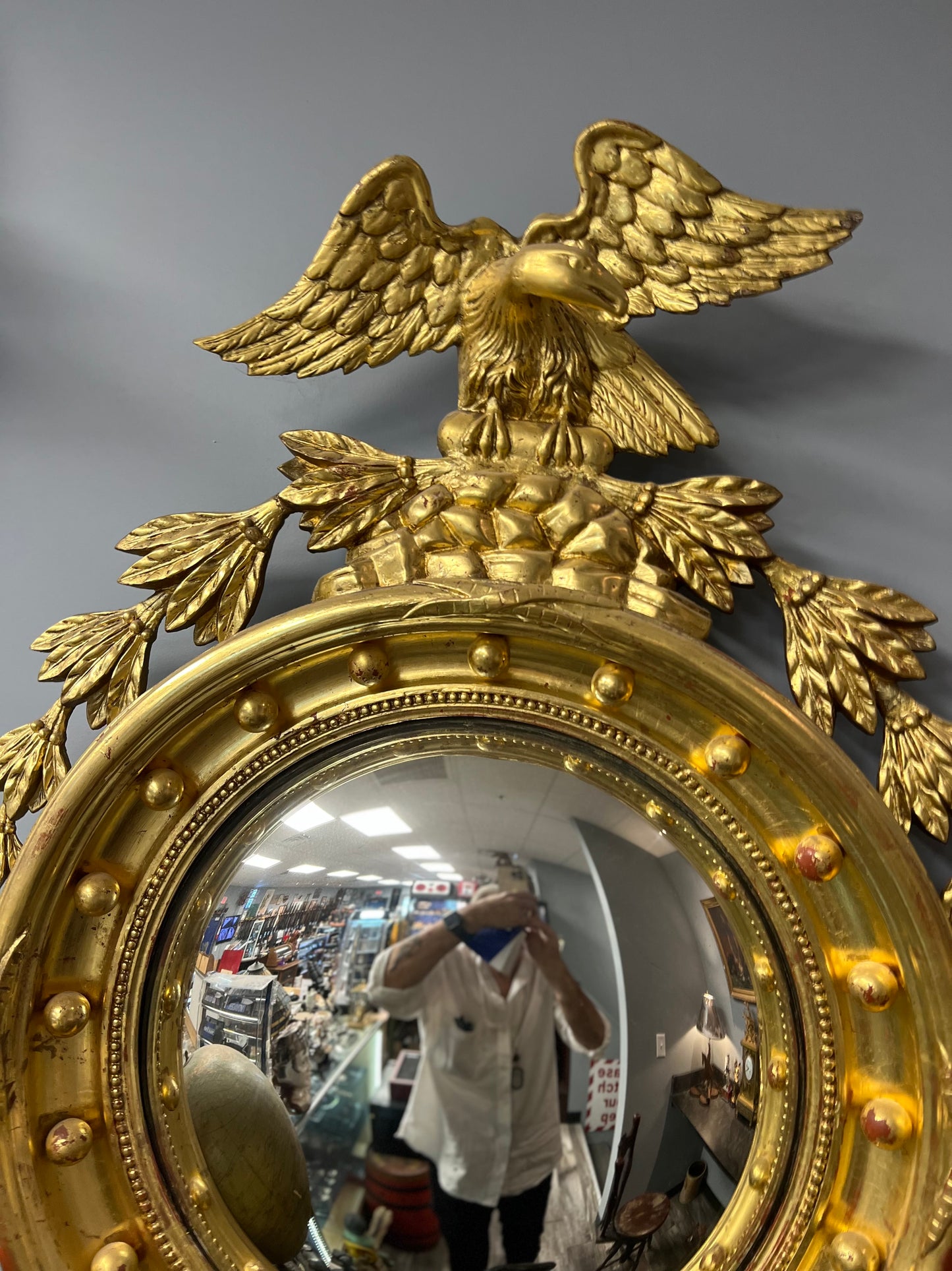 Federal Gilded bowed mirror 19th