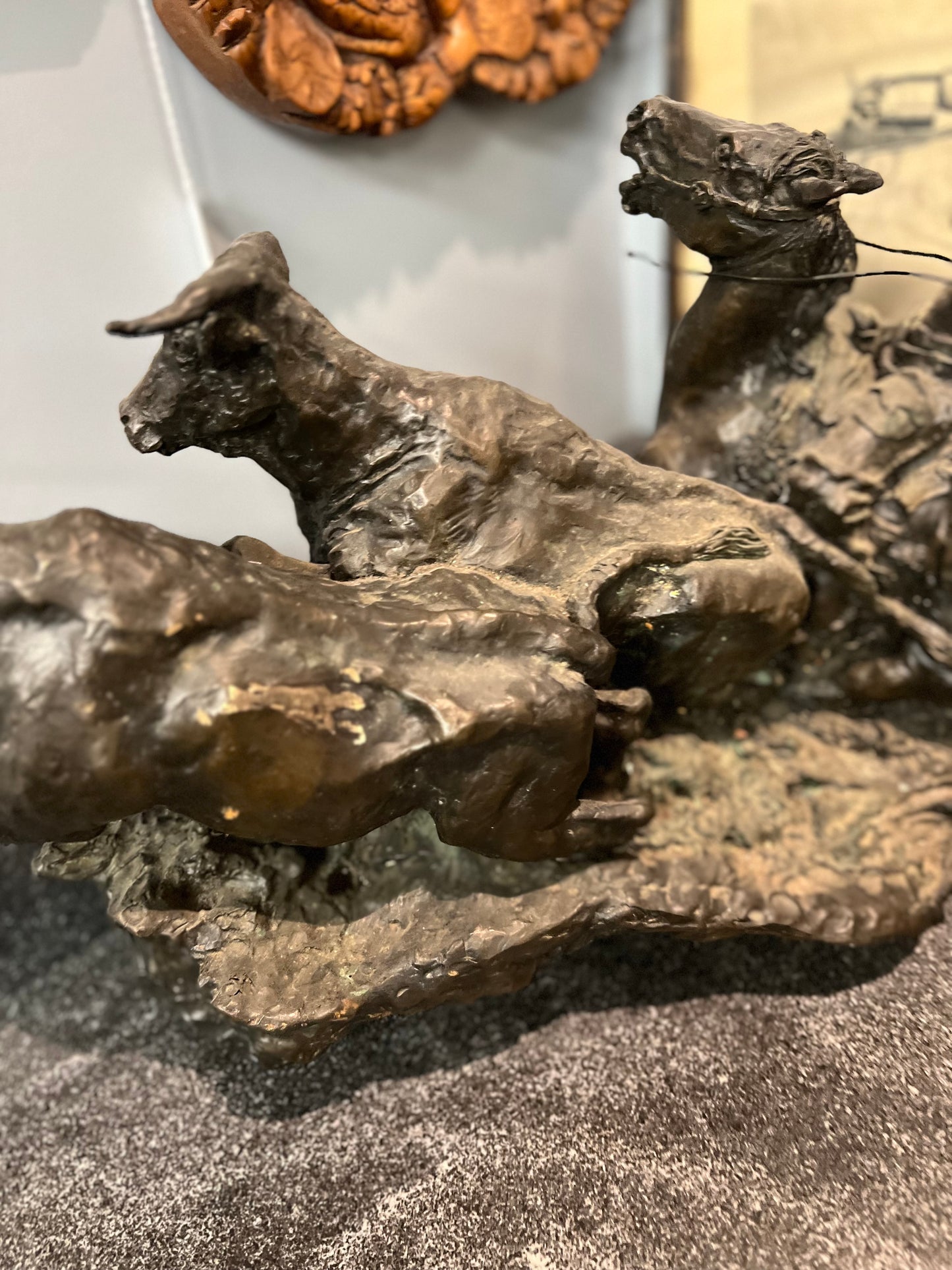 Herb Mignery Bronze "Cattle Drive" 49.53cm Fine condition no wood base. ORIGINAL!