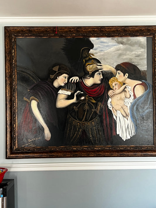 Oil Painting framed Roman Soldier and Wife 1st century 5 x 7 feet.